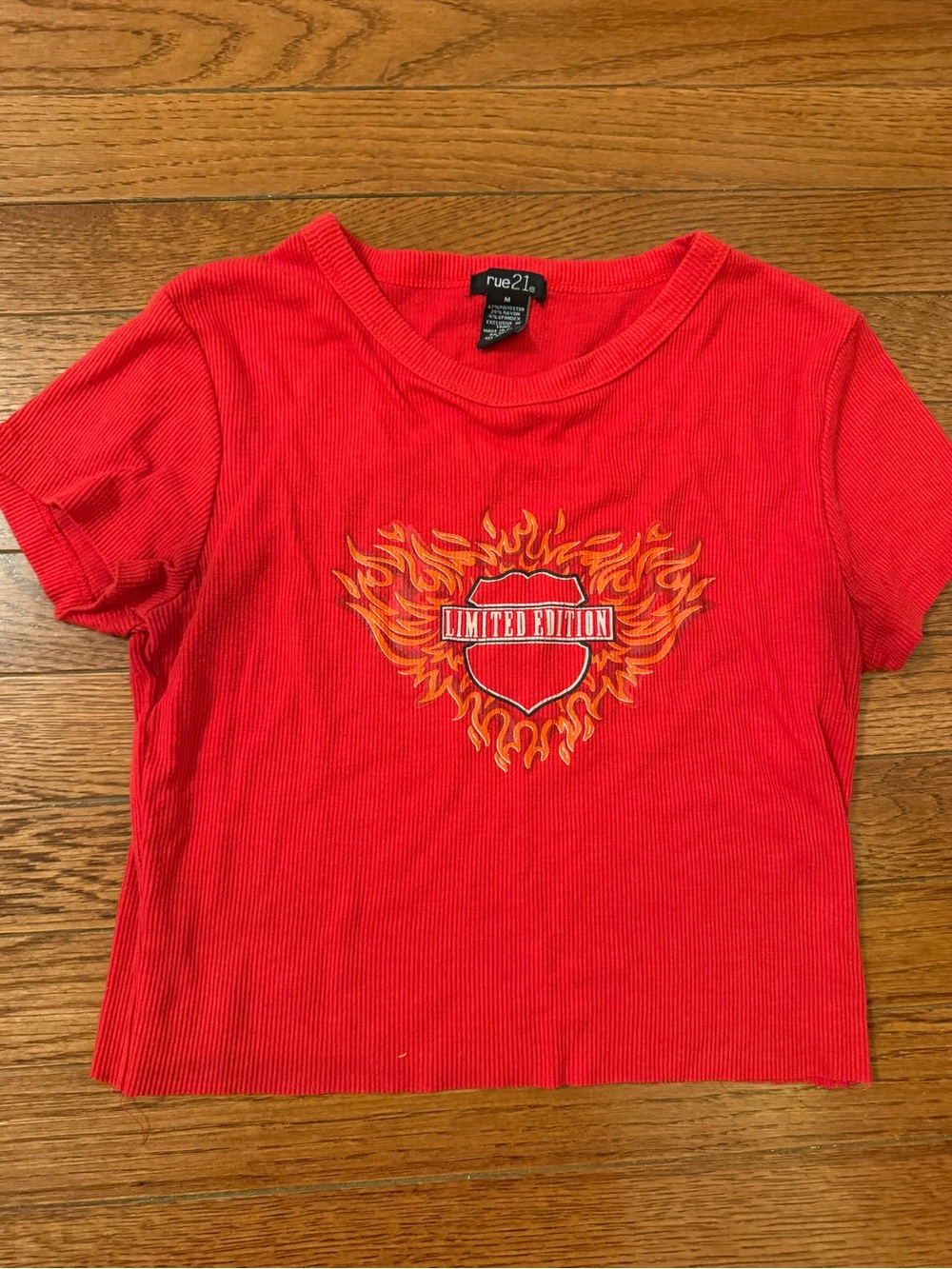 Rue21 Red Short-Sleeve Tee with Flame Heart Graphic